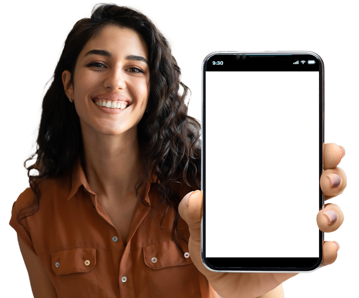 Young woman holding a phone