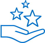 Icon of a hand with stars in the palm representing integrations of GM dealer Chat