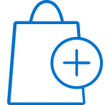 Icon of a bag with a plus sign representing the different packages offered for the GM Dealer Chat tool