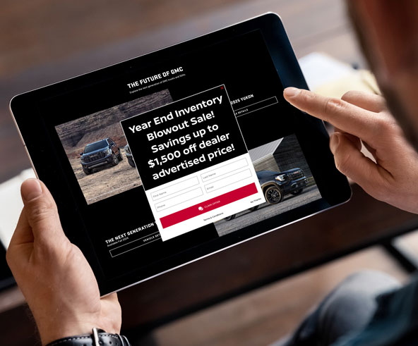 Tablet showing the GMC website